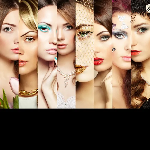 Skönhet collage. ansikten av kvinnor — Stockfoto