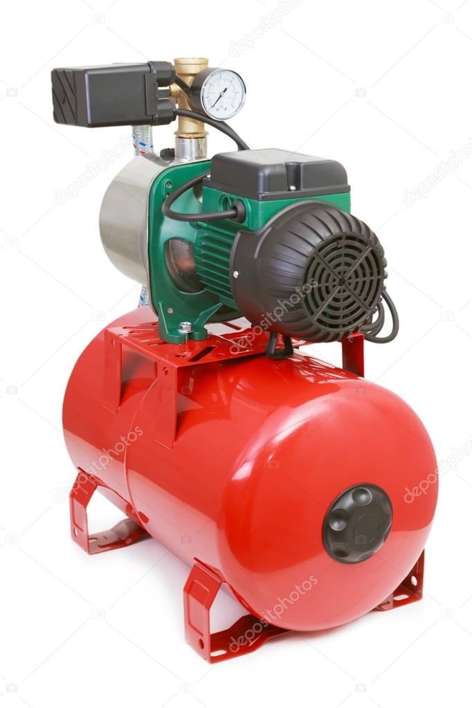 Automatic water pump on white background