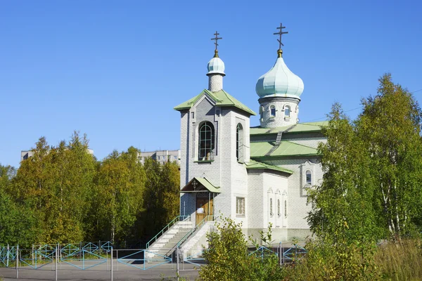 O templo de Filadélfia Filadélfia Filadélfia Filadélfia Filadélfia MostSanta Mãe de Deus em Kovdor . — Fotografia de Stock