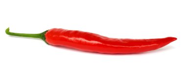 One pod of hot pepper on a white clipart