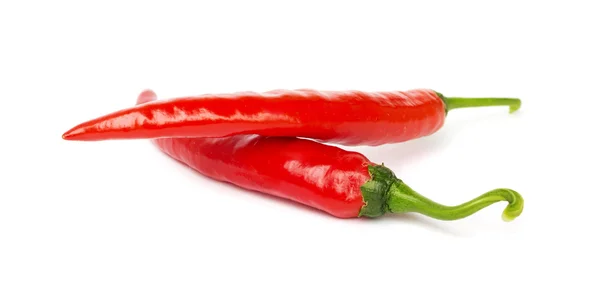 Two pods of hot pepper on a white — Stock Photo, Image