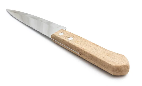 Chefs Sharp Knife Wooden Handle White Background — Stock Photo, Image