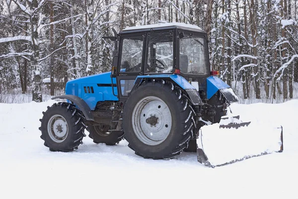 Agricultural Tractor Used Remove Snow Streets Village Unusually Snowy Winter — Stock Photo, Image