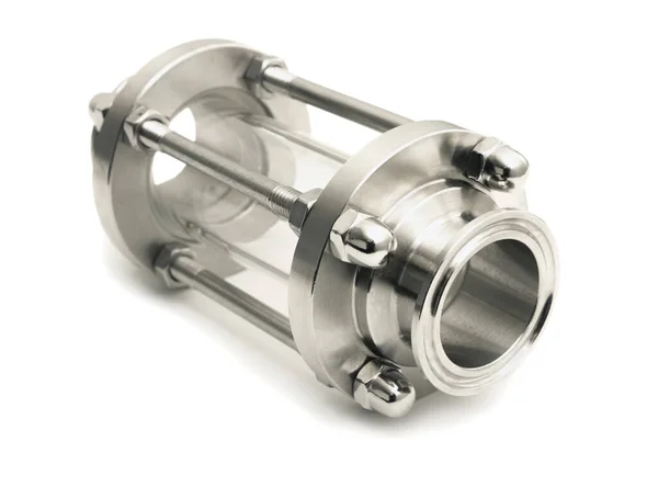 Diopter Made Stainless Steel Glass Part Assembling Moonshine Still Isolated — Φωτογραφία Αρχείου