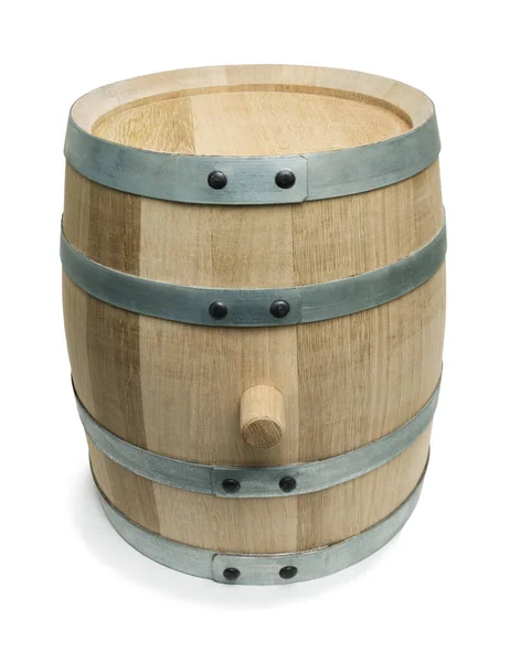 Oak Barrel Small Capacity Iron Hoops White Background — Stock Photo, Image