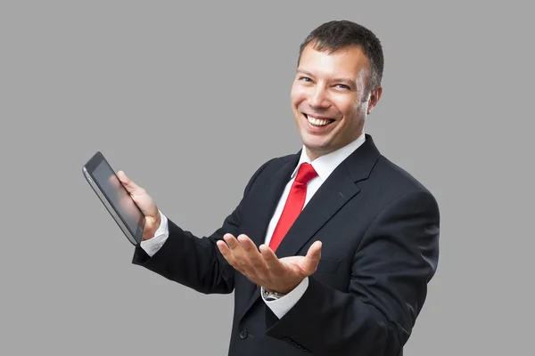 Business man tablet pc — Stockfoto