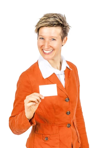 Smiling women business card — Stock Photo, Image