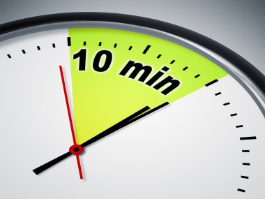 clock with the words 10 min