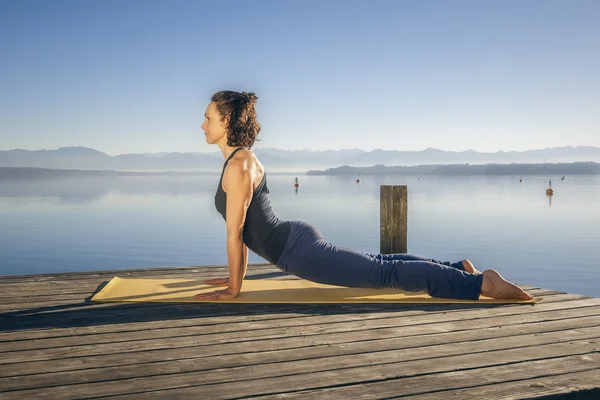 Urdhva 穆哈 shvanasana — 图库照片