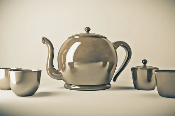 Teekanne und Teetasse — Stockfoto