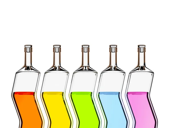 Fünf Farbflaschen — Stockfoto