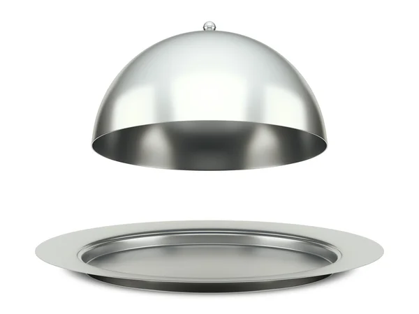 Dining silver cloche platter — Stock Photo, Image