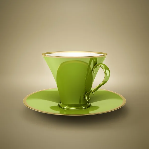 Elegant grön vintage kaffekopp — Stockfoto