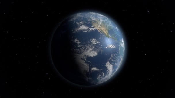Blick aus dem All auf die Erde. 3D-Animation
