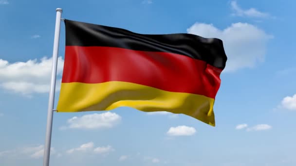 Изображение немецкого флага в голубом небе — стоковое видео