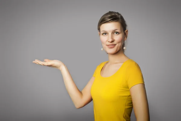 Woman presenting — Stock Photo, Image