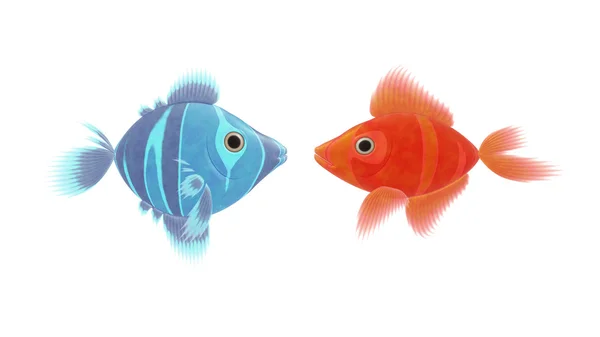 Röda och blå fisk — Stockfoto