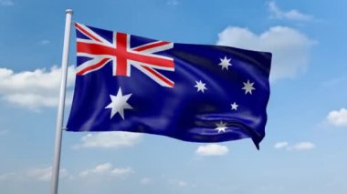 Yeni Zelanda bayrak sallayarak üzerinde arka plan bulutlar