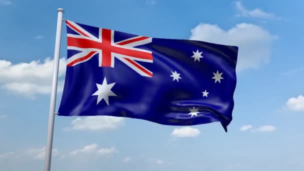 Nový Zéland mávání vlajkami na mraky pozadí — Stock video
