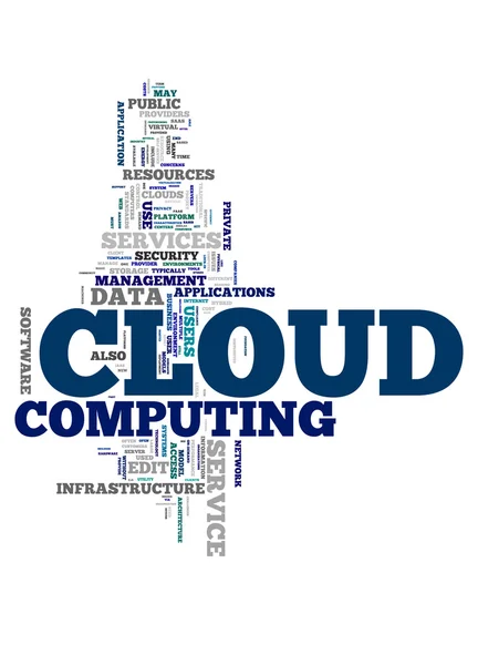 Cloud computing testo cloud — Vettoriale Stock