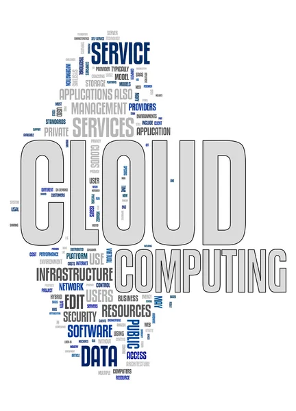 Cloud computing tekst wolk — Stockvector