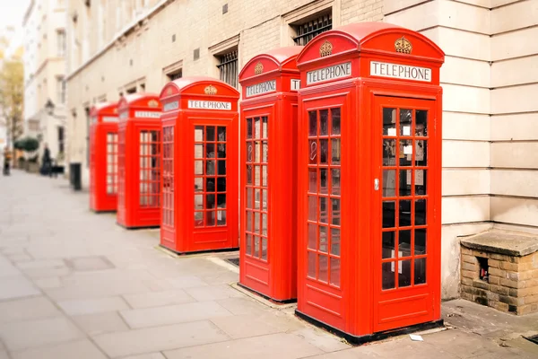 Rote Telefonzellen London — Stockfoto