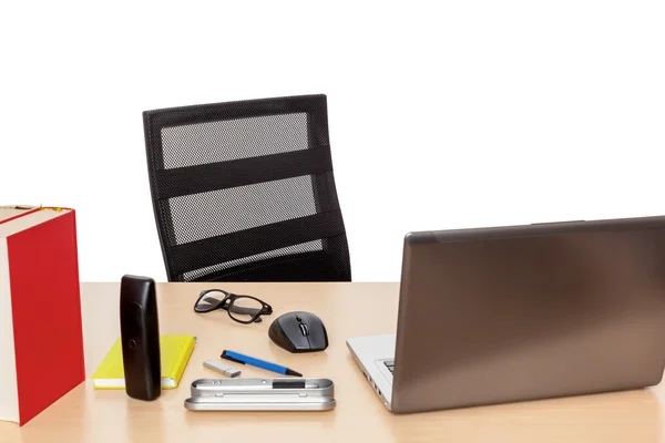Desktop with a notebook — Stock Photo, Image