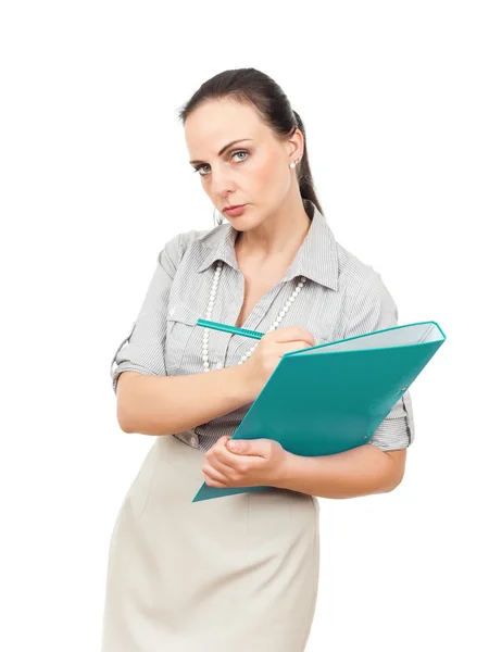 Business woman with a folder — Stock Photo, Image