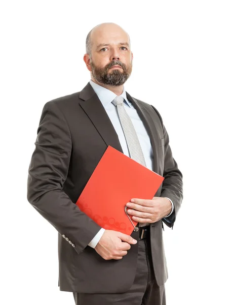 Hombre de negocios con carpeta roja — Foto de Stock