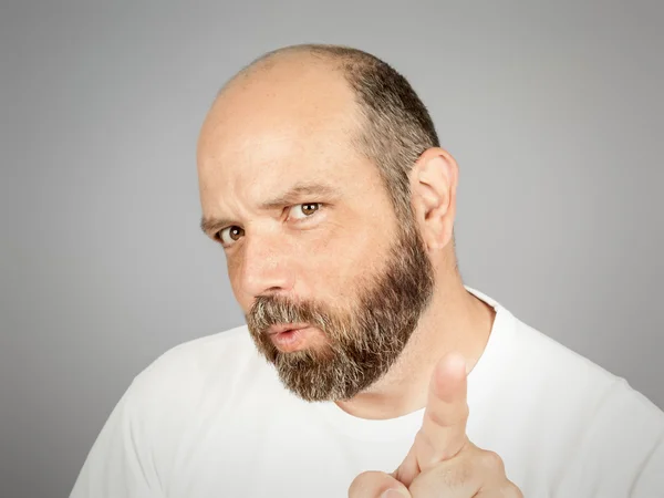 Bearded man pointing — Stock Photo, Image