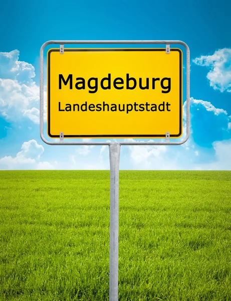 Sinal da cidade de Magdeburg — Fotografia de Stock