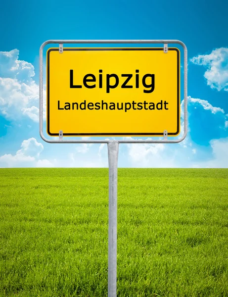 City sign of Leipzig — Stock Photo, Image