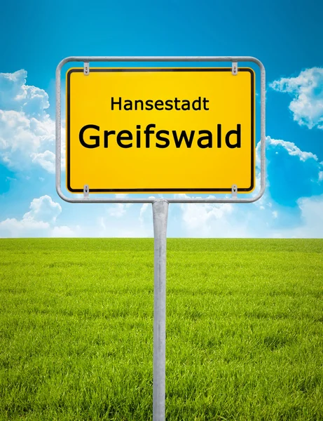 Ortsschild von Greifswald — Stockfoto