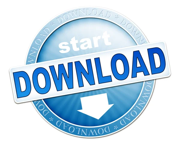 Botão de download azul — Fotografia de Stock