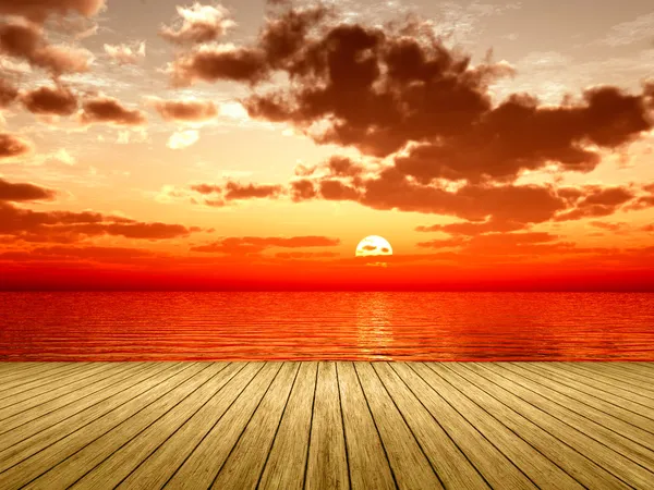 Wooden jetty sunset — Stock Photo, Image