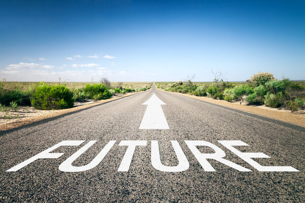 Road with text future