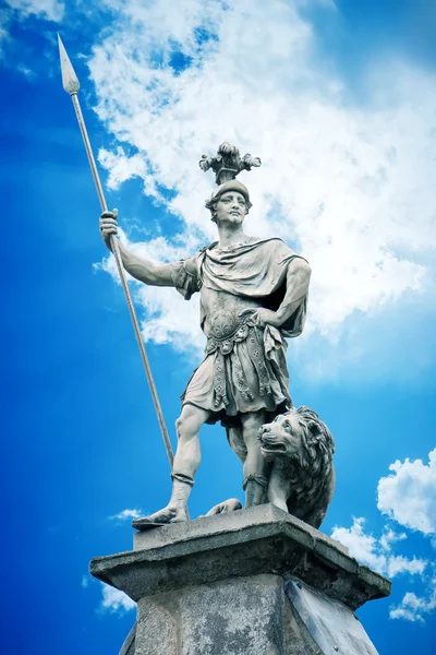 Male statue with a lance — Stock Photo, Image