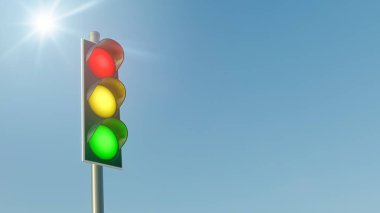 Alman SPD, FDP ve Yeşiller koalisyonu için trafik ışığı sembolü. 3B illüstrasyon