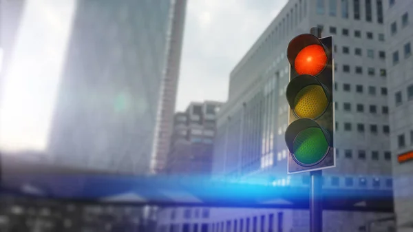 Semafor Ukazuje Červenou Městě Ilustrace — Stock fotografie