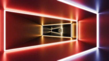 Renkli neon ışıklar, duvar kağıdı arka planı. 3B illüstrasyon