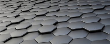 Yansıtıcı altıgen karo arka plan. 3B illüstrasyon