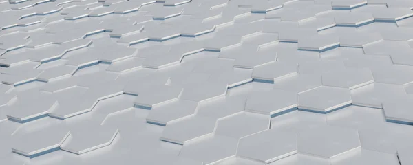 灰色明亮的六边形瓷砖背景 3D插图 — 图库照片