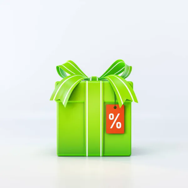 一个典型的礼品盒 标有百分之一的价格 3D插图 — 图库照片
