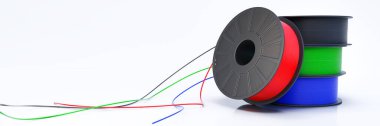 3D yazıcı filament malzeme arkaplanı. 3B illüstrasyon