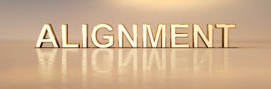 Hizalama sözcüğünün olduğu bir pankart. 3B illüstrasyon