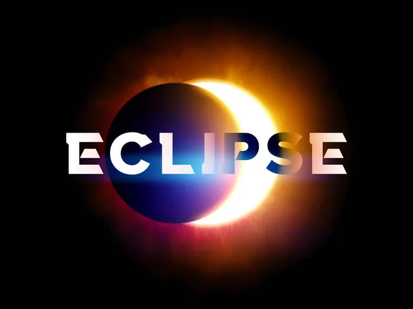 Eclipse Solar Com Letras Eclipse Ilustração — Fotografia de Stock