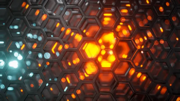 Hexagonale Science Fiction Licht Reflecties Achtergrond Illustratie — Stockfoto