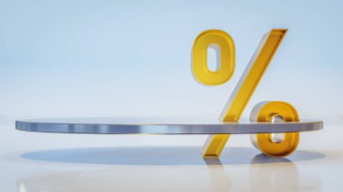 Altın yüzdelik tabela arka planı. 3B illüstrasyon