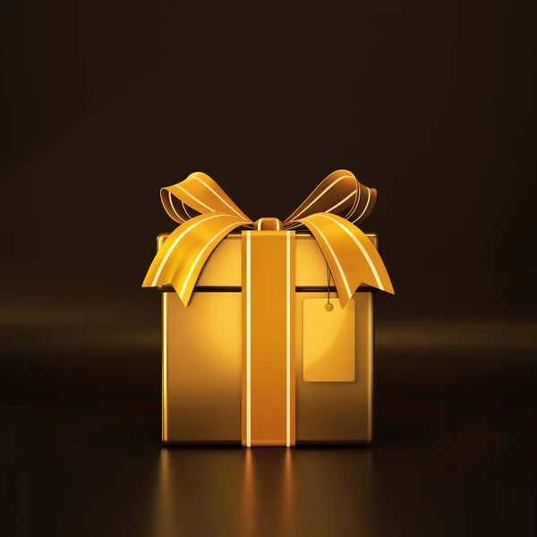 Eine Typische Goldene Geschenkbox Mit Preisschild Illustration — Stockfoto