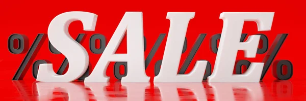 Verkaufsbuchstaben Mit Prozentzeichen Auf Rot Illustration — Stockfoto